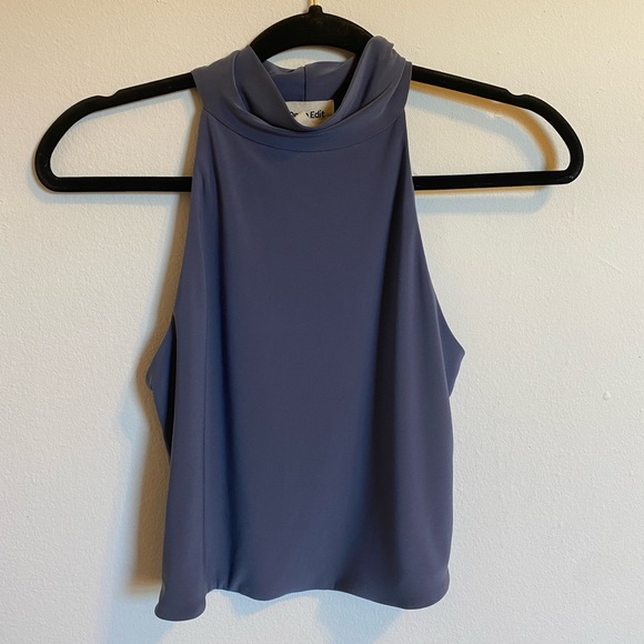 Open Edit Blue Cropped Turtle Neck - Picture 4 of 4